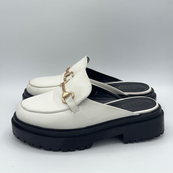 ASOS x RAID Sadie Chunky Loafer Mules Horsebit White Sz 7 - Picture 4 of 8